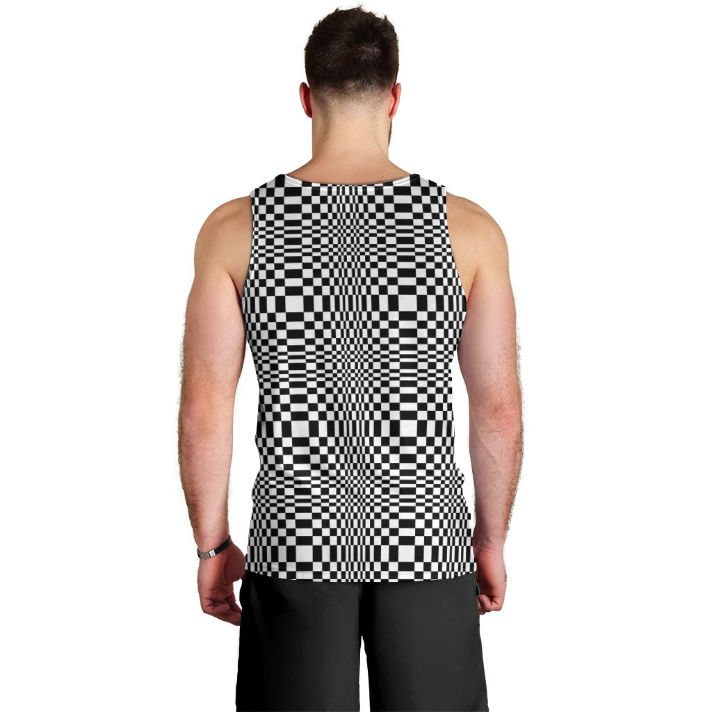Black White Filipino Binakol Motifs Men Tank Top Mabuhay Philippines Festival Kusikus Pattern