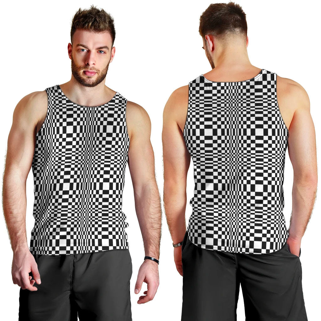 Black White Filipino Binakol Motifs Men Tank Top Mabuhay Philippines Festival Kusikus Pattern