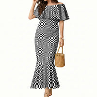 Black White Filipino Binakol Motifs Mermaid Dress Mabuhay Philippines Festival Kusikus Pattern