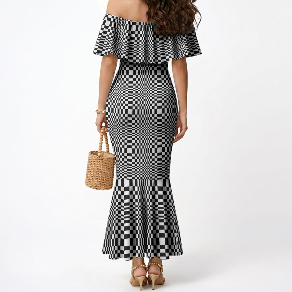 Black White Filipino Binakol Motifs Mermaid Dress Mabuhay Philippines Festival Kusikus Pattern