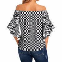 Black White Filipino Binakol Motifs Off Shoulder Wrap Waist Top Mabuhay Philippines Festival Kusikus Pattern