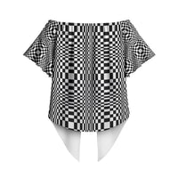 Black White Filipino Binakol Motifs Off Shoulder Wrap Waist Top Mabuhay Philippines Festival Kusikus Pattern
