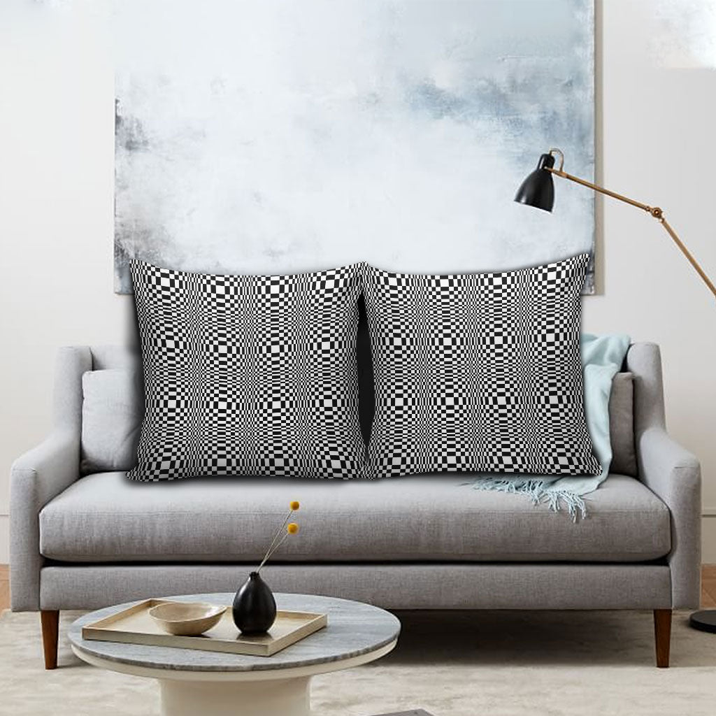 Black White Filipino Binakol Motifs Pillow Cover Mabuhay Philippines Festival Kusikus Pattern