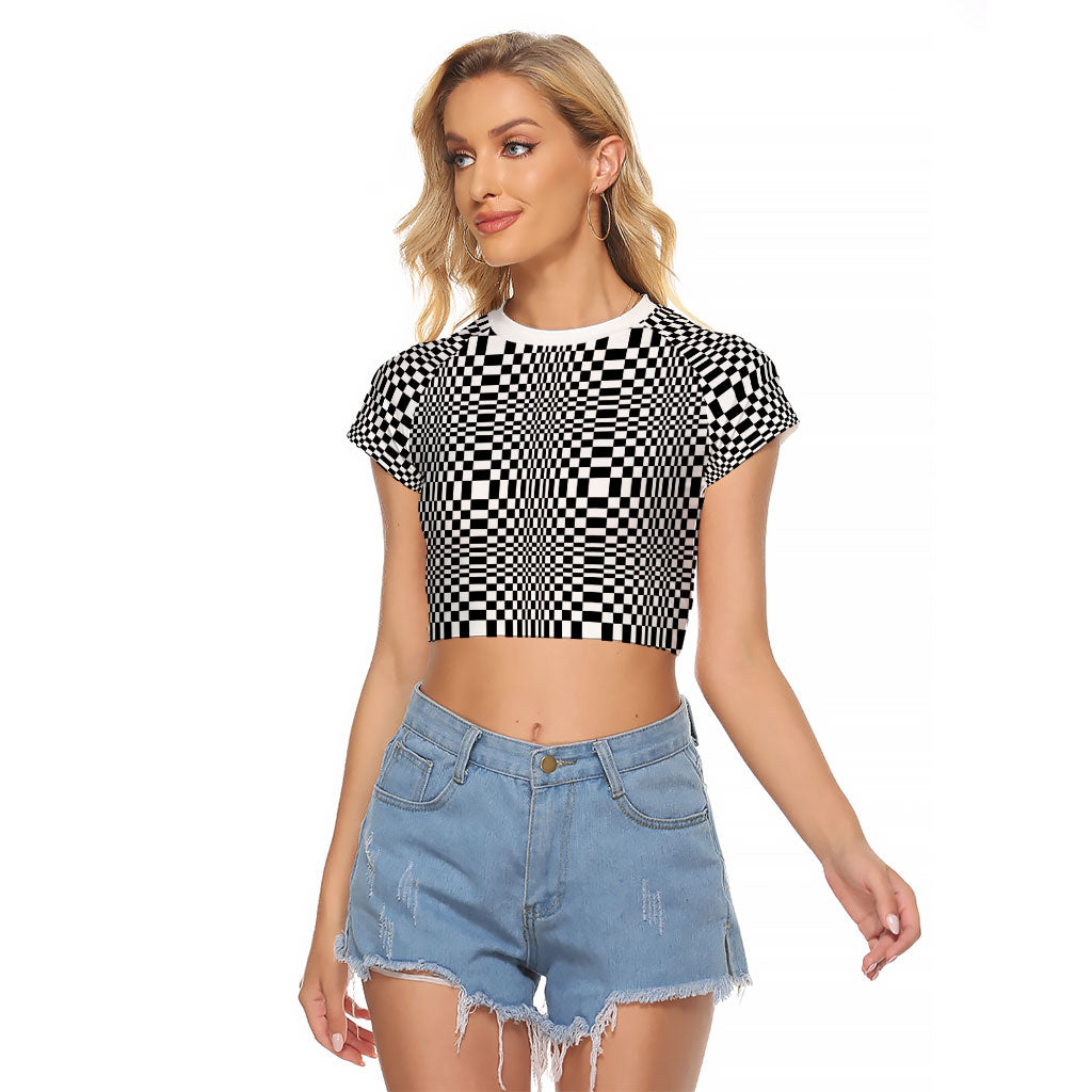 Black White Filipino Binakol Motifs Raglan Cropped T Shirt Mabuhay Philippines Festival Kusikus Pattern