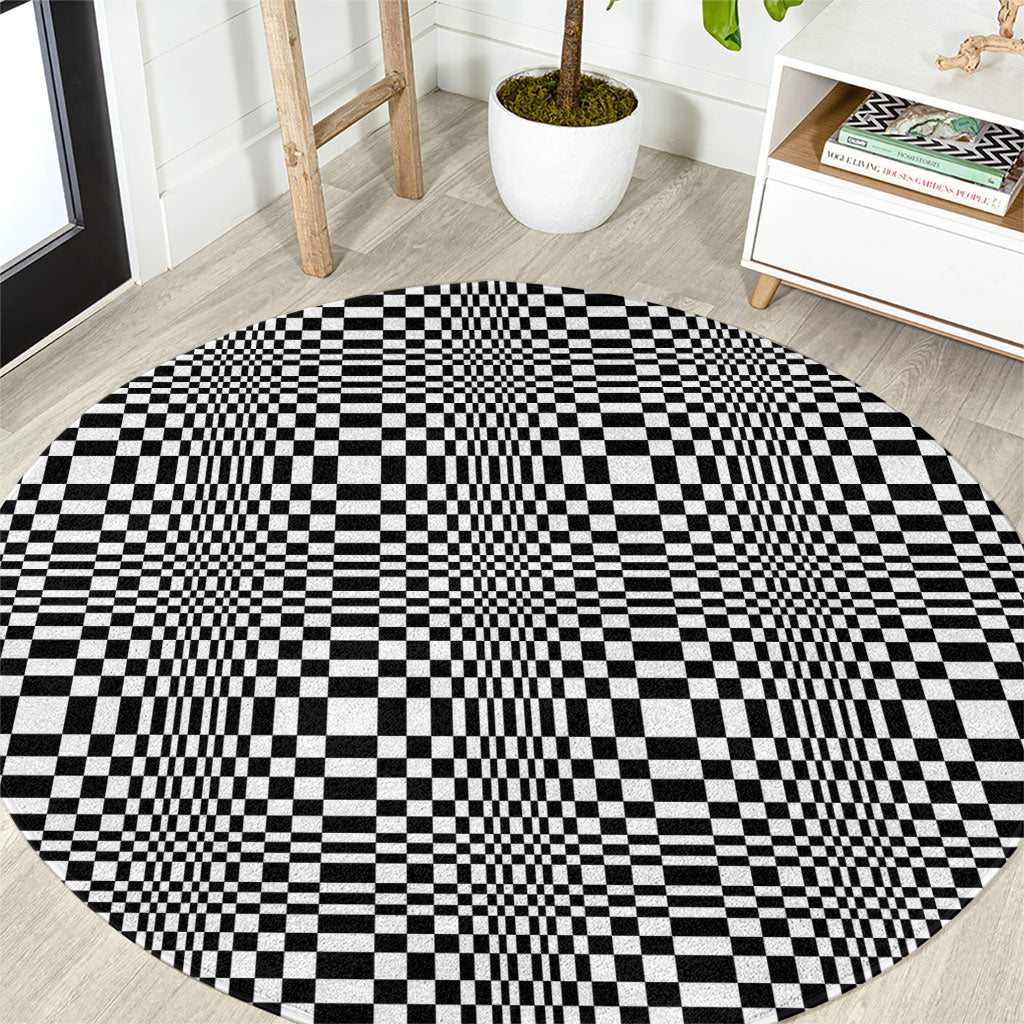Black White Filipino Binakol Motifs Round Carpet Mabuhay Philippines Festival Kusikus Pattern
