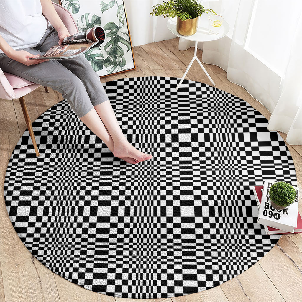 Black White Filipino Binakol Motifs Round Carpet Mabuhay Philippines Festival Kusikus Pattern