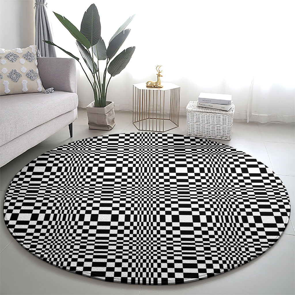 Black White Filipino Binakol Motifs Round Carpet Mabuhay Philippines Festival Kusikus Pattern