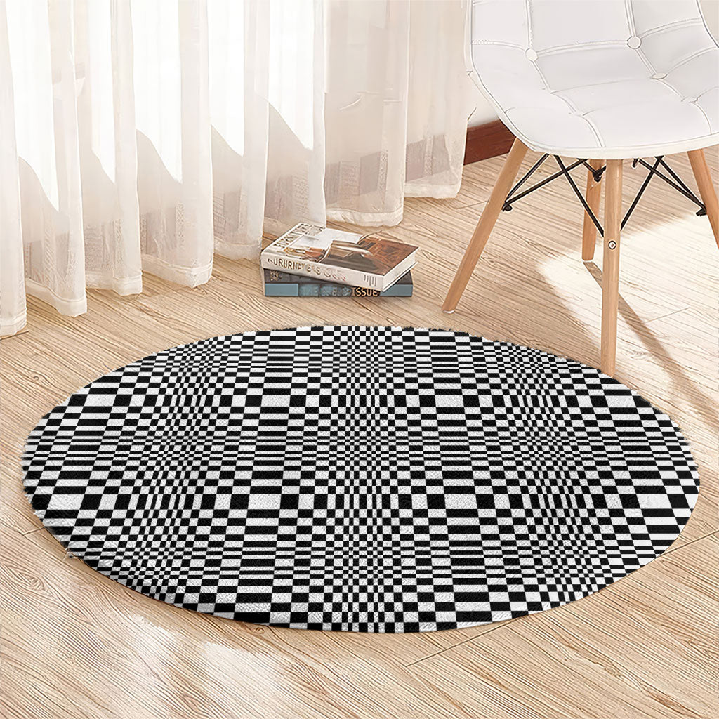 Black White Filipino Binakol Motifs Round Carpet Mabuhay Philippines Festival Kusikus Pattern