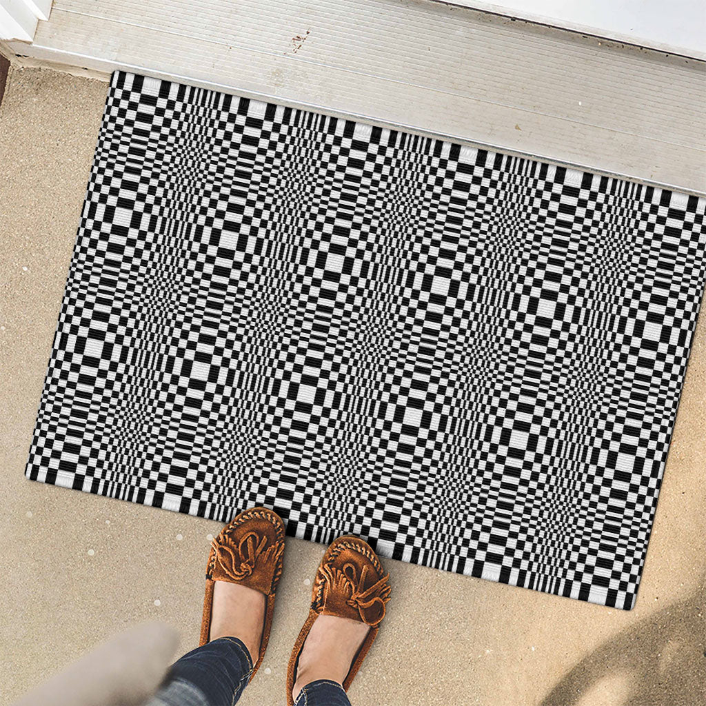 Black White Filipino Binakol Motifs Rubber Doormat Mabuhay Philippines Festival Kusikus Pattern