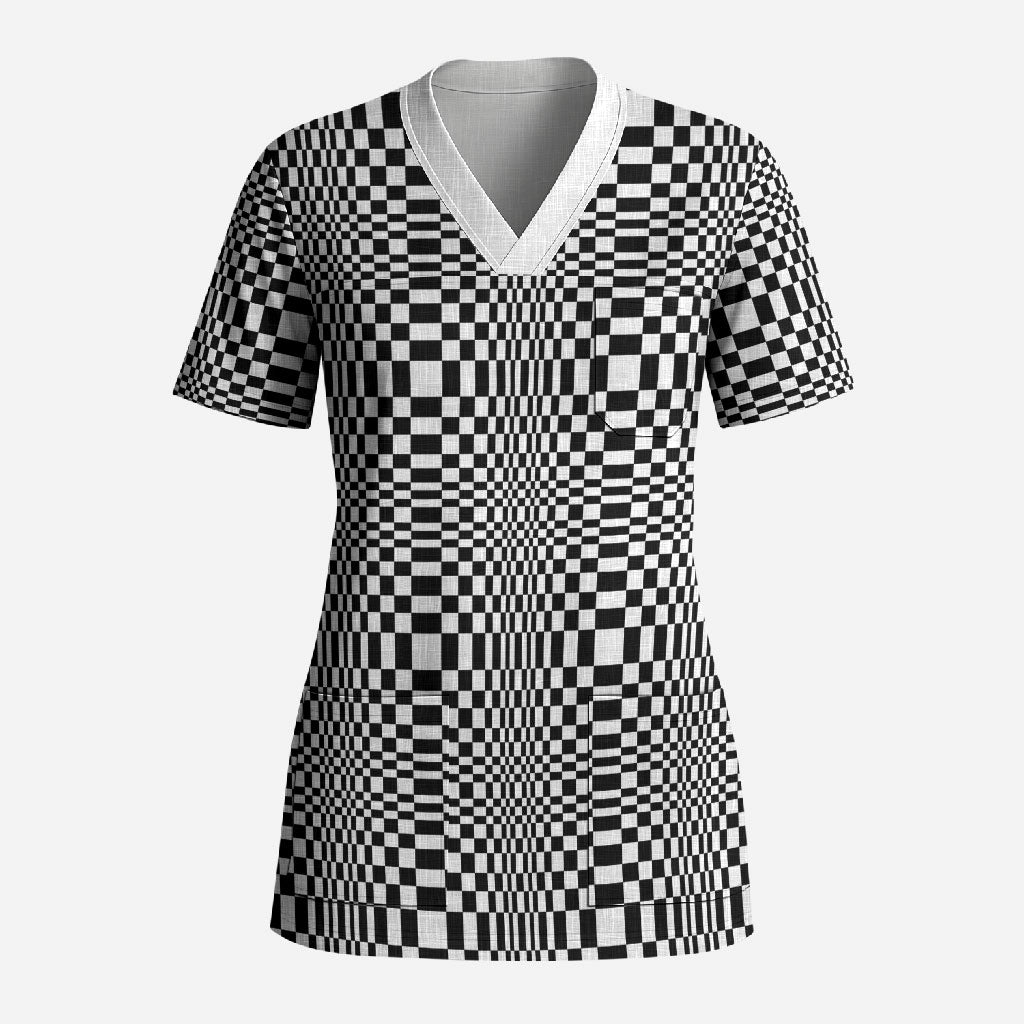 Black White Filipino Binakol Motifs Scrub Top Mabuhay Philippines Festival Kusikus Pattern