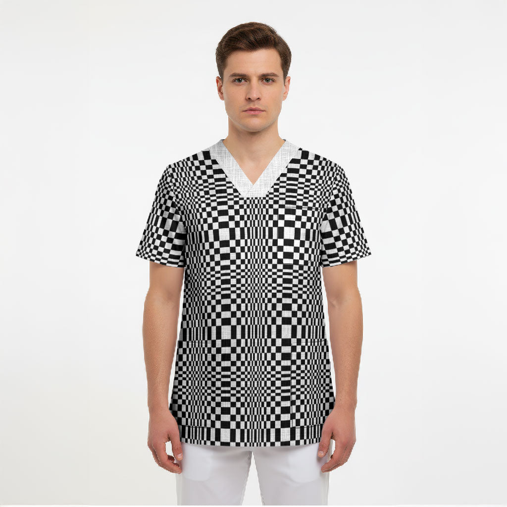Black White Filipino Binakol Motifs Scrub Top Mabuhay Philippines Festival Kusikus Pattern