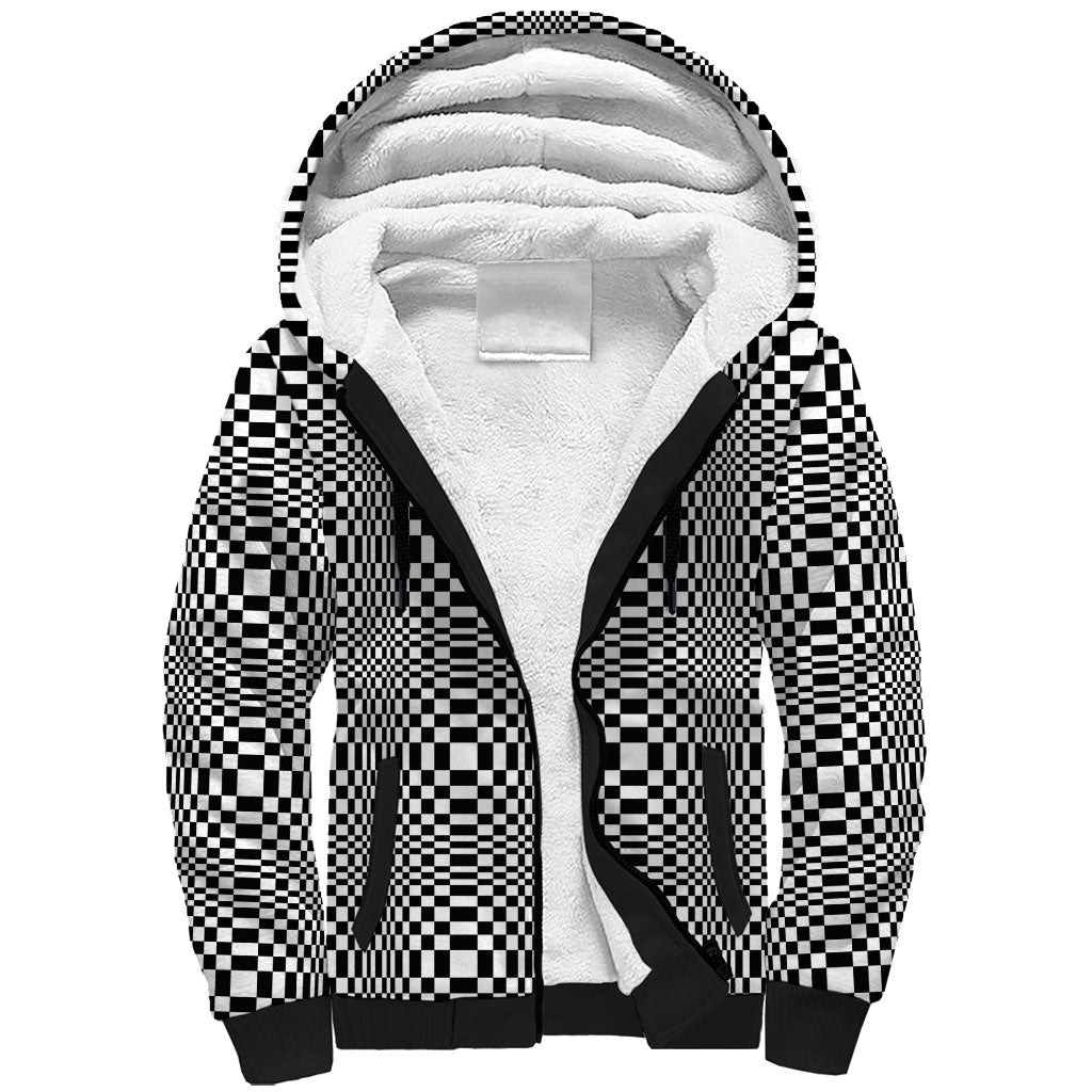 Black White Filipino Binakol Motifs Sherpa Hoodie Mabuhay Philippines Festival Kusikus Pattern