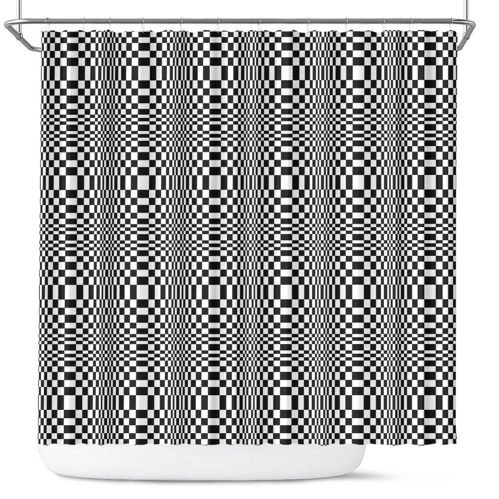 Black White Filipino Binakol Motifs Shower Curtain Mabuhay Philippines Festival Kusikus Pattern