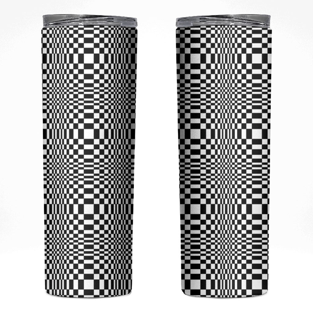 Black White Filipino Binakol Motifs Skinny Tumbler Mabuhay Philippines Festival Kusikus Pattern
