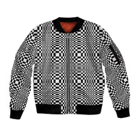 Black White Filipino Binakol Motifs Sleeve Zip Bomber Jacket Mabuhay Philippines Festival Kusikus Pattern