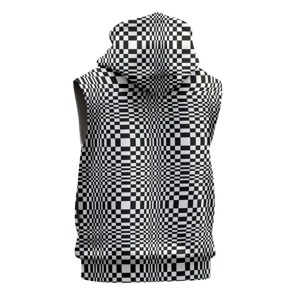 Black White Filipino Binakol Motifs Sleeveless Hoodie Mabuhay Philippines Festival Kusikus Pattern
