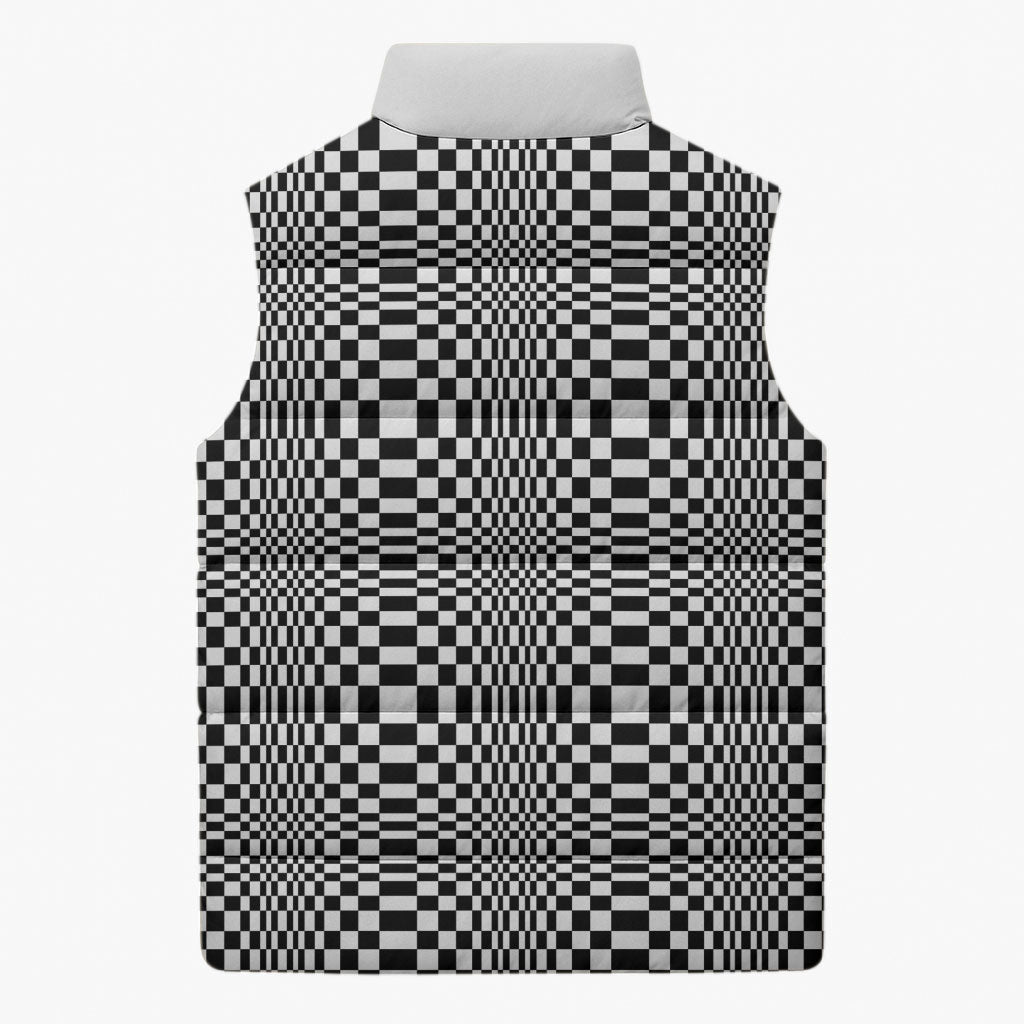 Black White Filipino Binakol Motifs Sleeveless Puffer Jacket Mabuhay Philippines Festival Kusikus Pattern