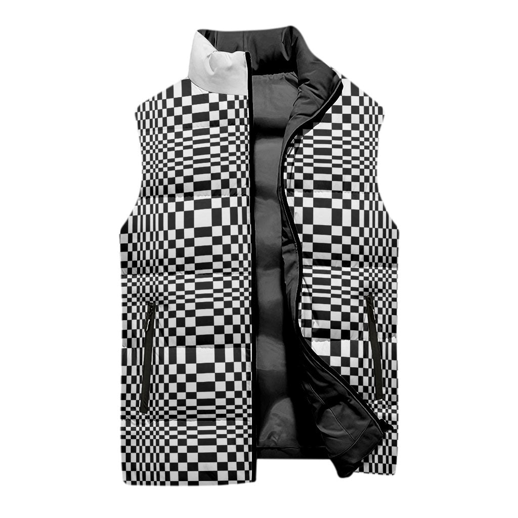 Black White Filipino Binakol Motifs Sleeveless Puffer Jacket Mabuhay Philippines Festival Kusikus Pattern