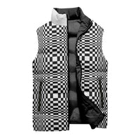 Black White Filipino Binakol Motifs Sleeveless Puffer Jacket Mabuhay Philippines Festival Kusikus Pattern