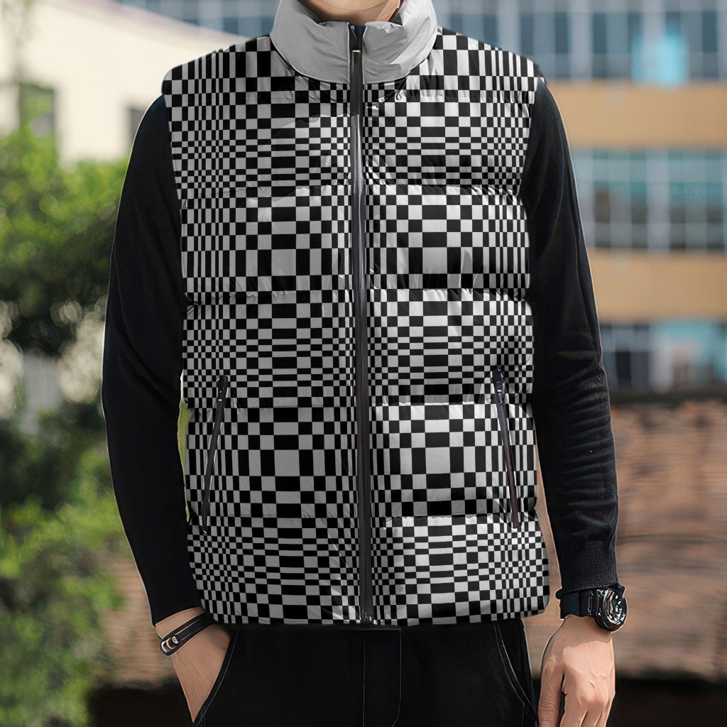 Black White Filipino Binakol Motifs Sleeveless Puffer Jacket Mabuhay Philippines Festival Kusikus Pattern