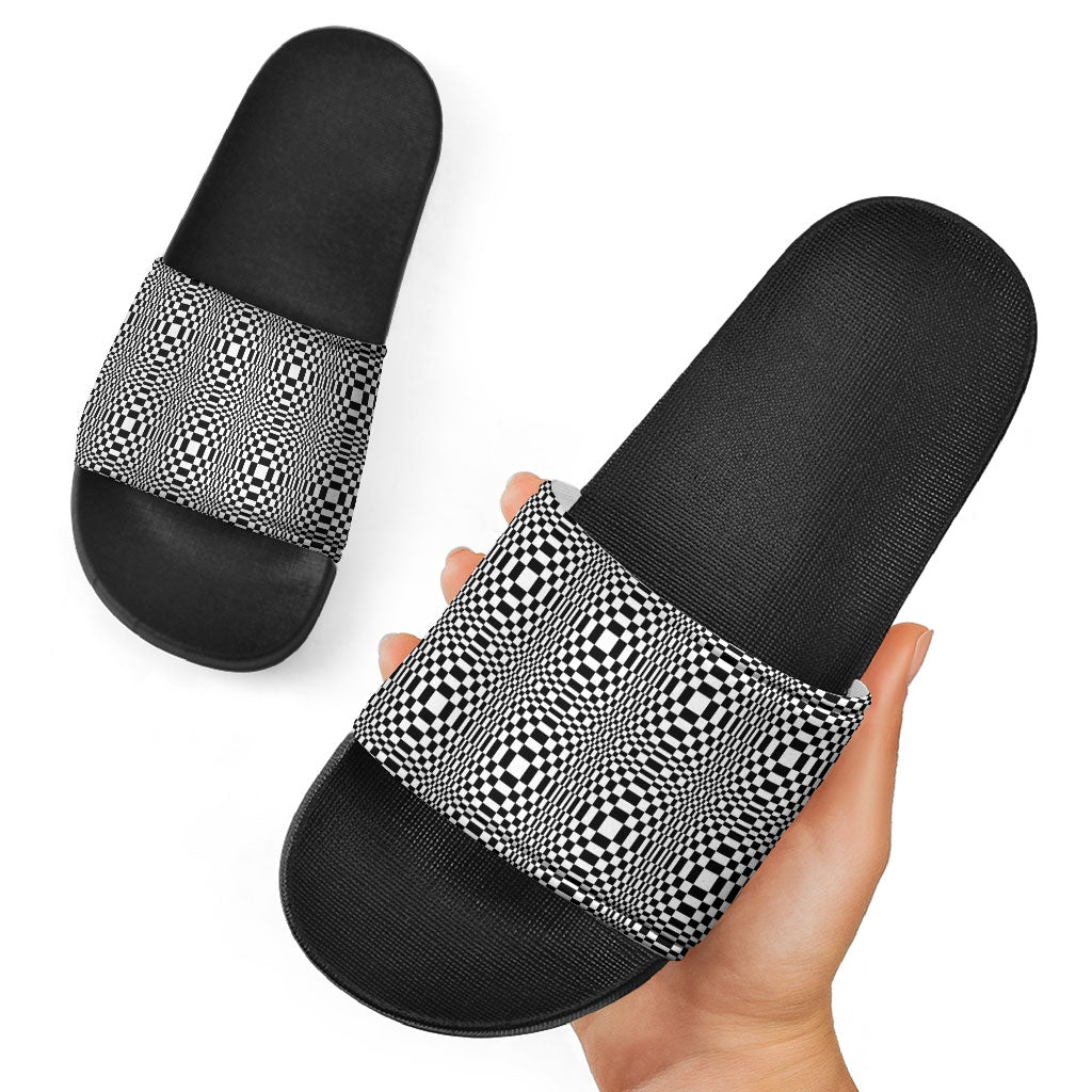 Black White Filipino Binakol Motifs Slide Sandals Mabuhay Philippines Festival Kusikus Pattern
