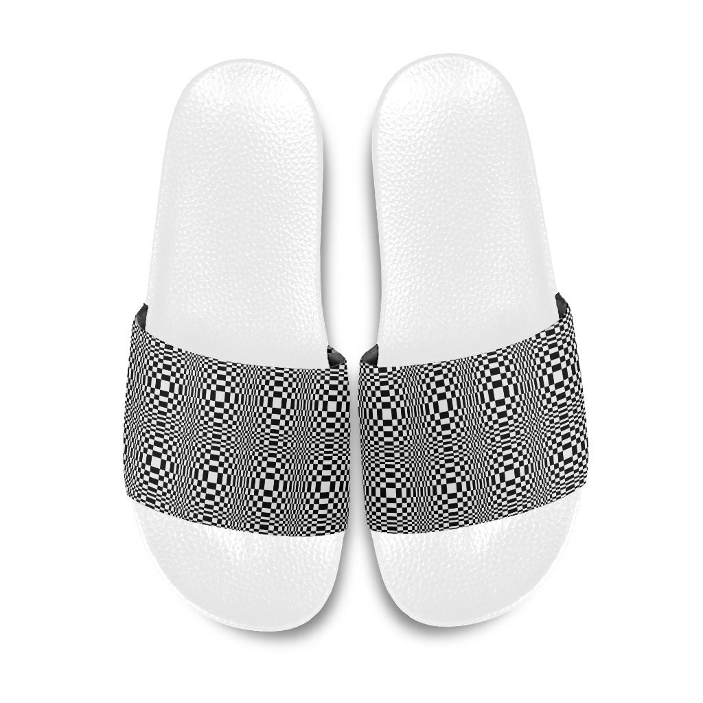 Black White Filipino Binakol Motifs Slide Sandals Mabuhay Philippines Festival Kusikus Pattern