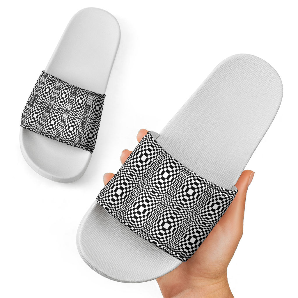 Black White Filipino Binakol Motifs Slide Sandals Mabuhay Philippines Festival Kusikus Pattern