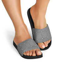 Black White Filipino Binakol Motifs Slide Sandals Mabuhay Philippines Festival Kusikus Pattern