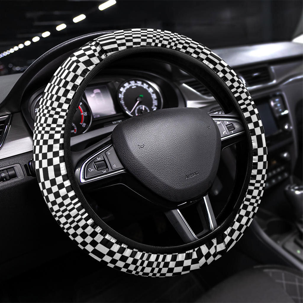 Black White Filipino Binakol Motifs Steering Wheel Cover Mabuhay Philippines Festival Kusikus Pattern
