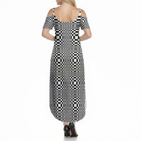 Black White Filipino Binakol Motifs Summer Maxi Dress Mabuhay Philippines Festival Kusikus Pattern
