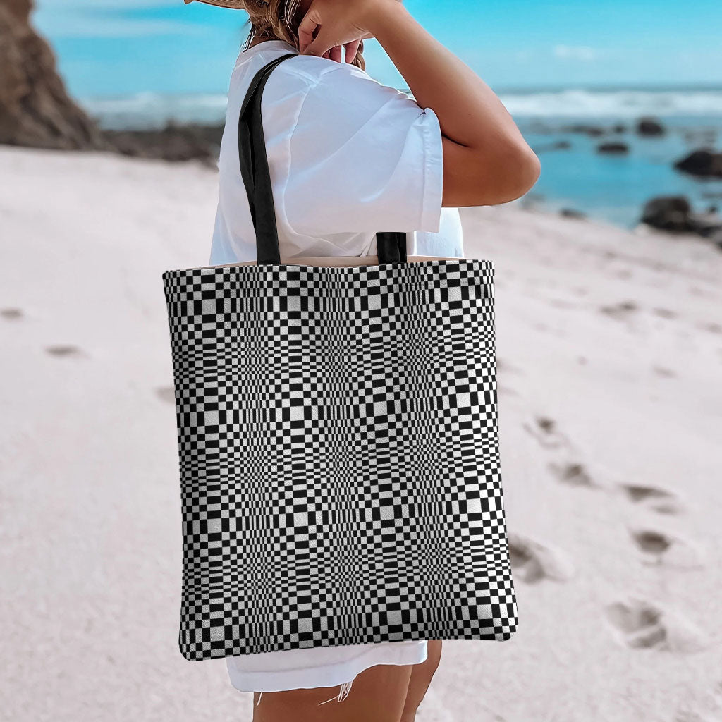 Black White Filipino Binakol Motifs Tote Bag Mabuhay Philippines Festival Kusikus Pattern