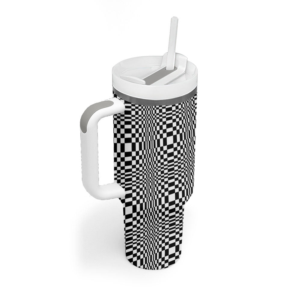 Black White Filipino Binakol Motifs Tumbler With Handle Mabuhay Philippines Festival Kusikus Pattern