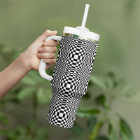 Black White Filipino Binakol Motifs Tumbler With Handle Mabuhay Philippines Festival Kusikus Pattern