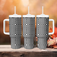 Black White Filipino Binakol Motifs Tumbler With Handle Mabuhay Philippines Festival Kusikus Pattern