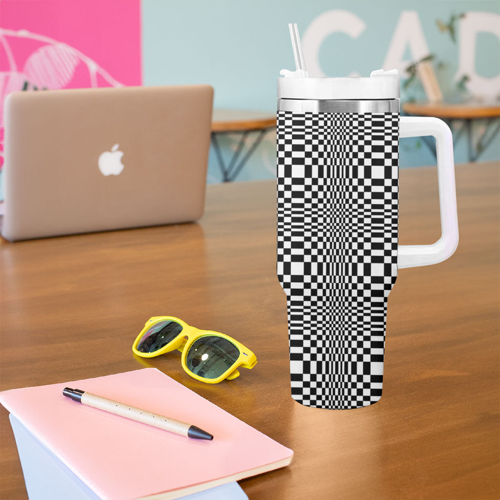 Black White Filipino Binakol Motifs Tumbler With Handle Mabuhay Philippines Festival Kusikus Pattern
