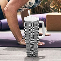 Black White Filipino Binakol Motifs Tumbler With Handle Mabuhay Philippines Festival Kusikus Pattern