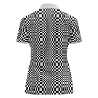 Black White Filipino Binakol Motifs Women Polo Shirt Mabuhay Philippines Festival Kusikus Pattern