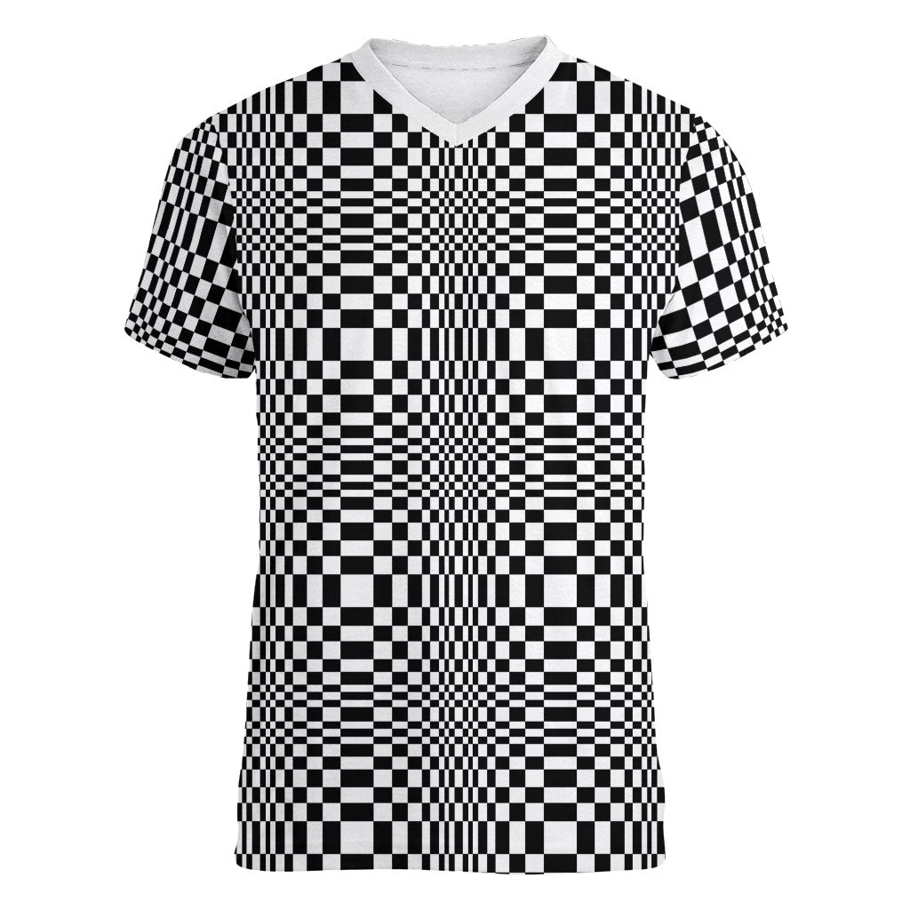 Black White Filipino Binakol Motifs Women V-Neck T-Shirt Mabuhay Philippines Festival Kusikus Pattern