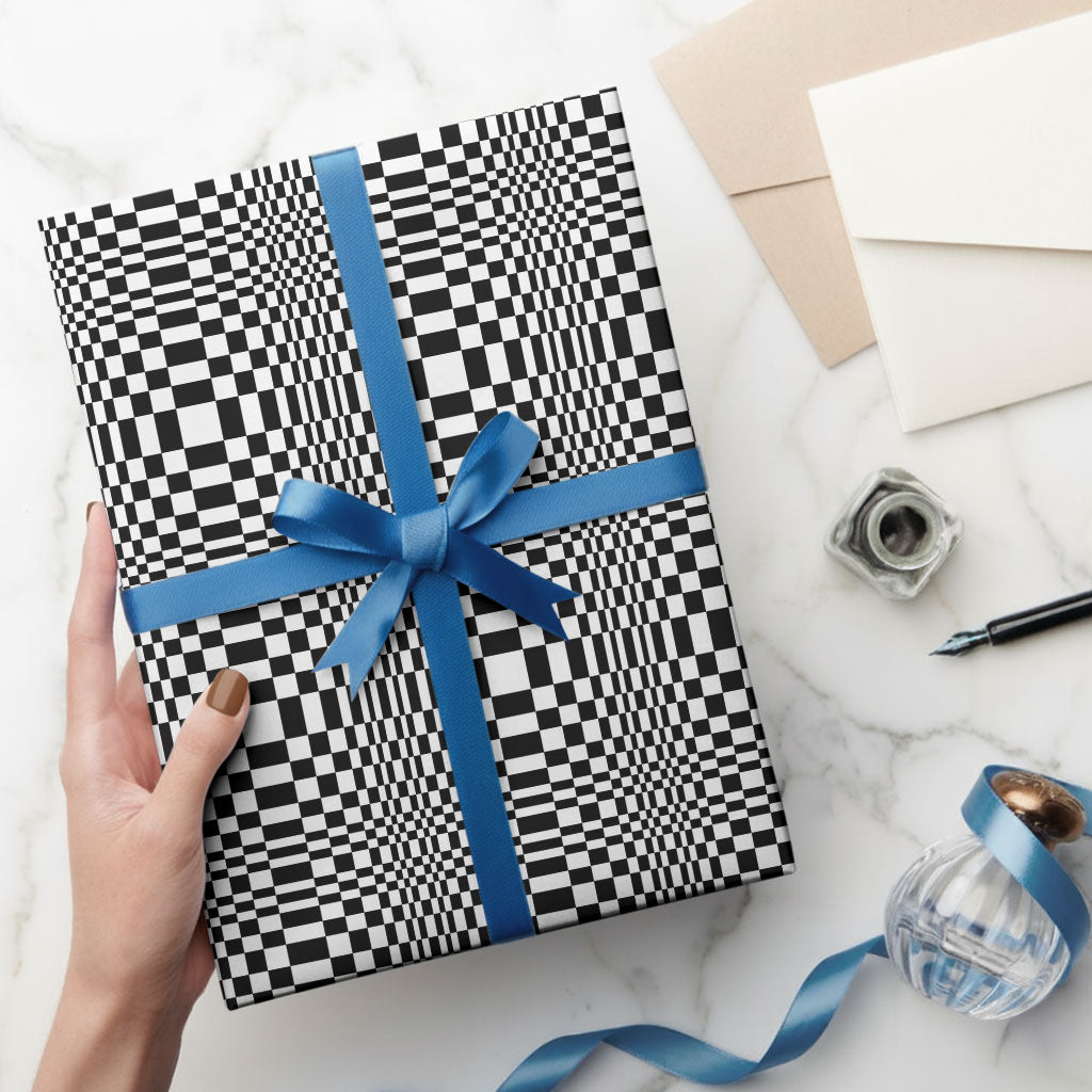 Black White Filipino Binakol Motifs Wrapping Paper Mabuhay Philippines Festival Kusikus Pattern