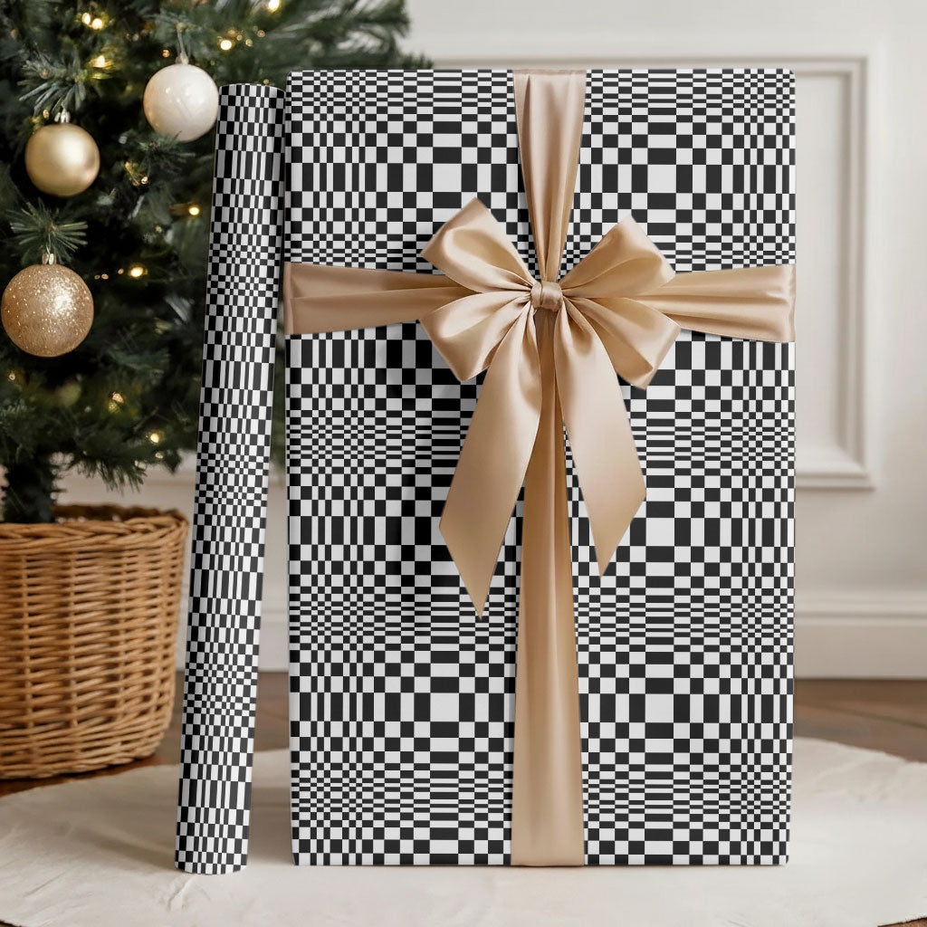Black White Filipino Binakol Motifs Wrapping Paper Mabuhay Philippines Festival Kusikus Pattern