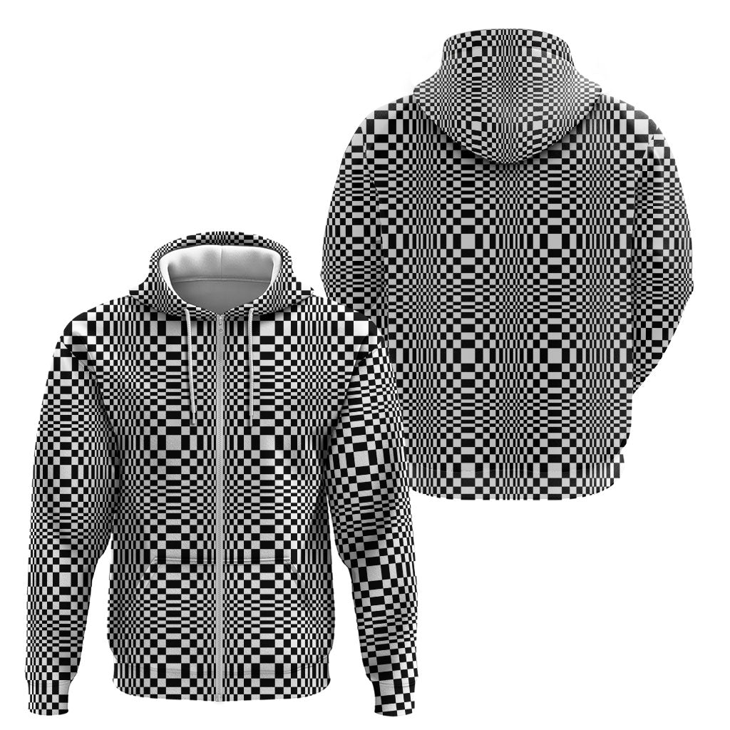 Black White Filipino Binakol Motifs Zip Hoodie Mabuhay Philippines Festival Kusikus Pattern