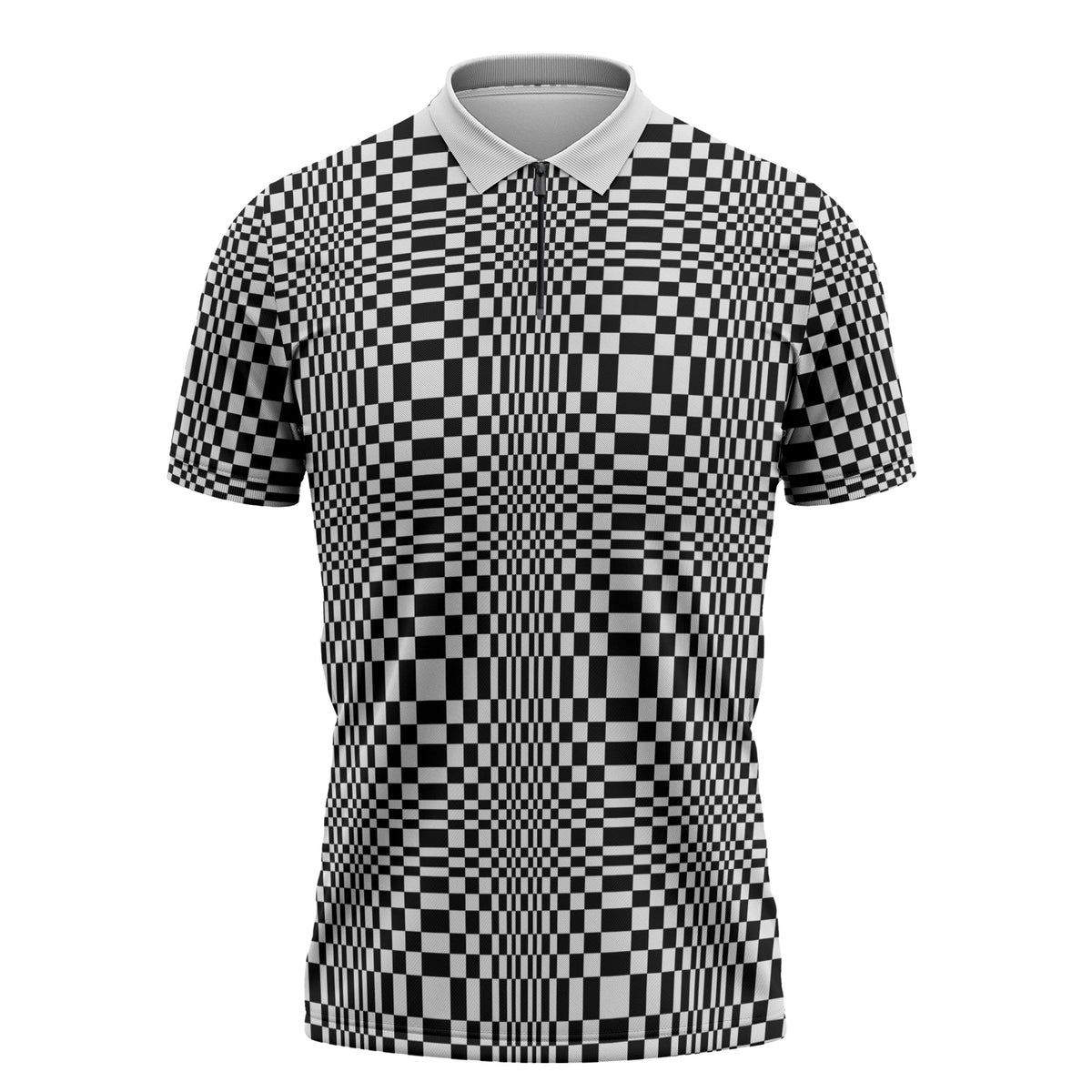 Black White Filipino Binakol Motifs Zipper Polo Shirt Mabuhay Philippines Festival Kusikus Pattern