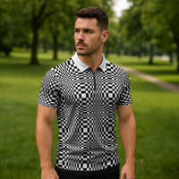 Black White Filipino Binakol Motifs Zipper Polo Shirt Mabuhay Philippines Festival Kusikus Pattern