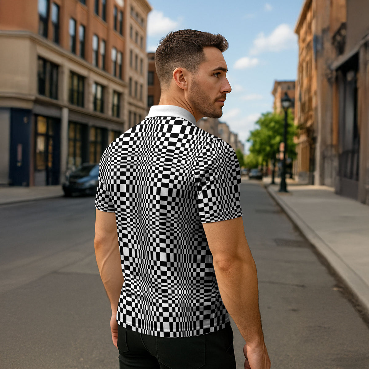 Black White Filipino Binakol Motifs Zipper Polo Shirt Mabuhay Philippines Festival Kusikus Pattern