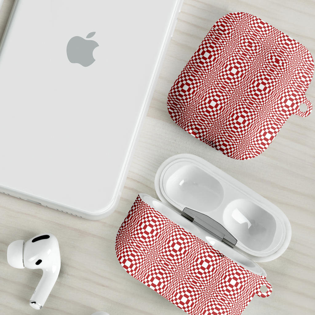Red White Filipino Binakol Motifs AirPods Case Mabuhay Philippines Festival Kusikus Pattern