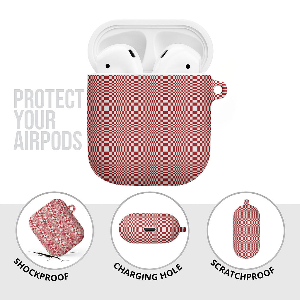 Red White Filipino Binakol Motifs AirPods Case Mabuhay Philippines Festival Kusikus Pattern