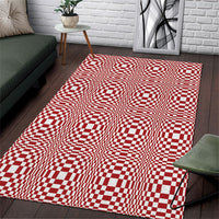 Red White Filipino Binakol Motifs Area Rug Mabuhay Philippines Festival Kusikus Pattern