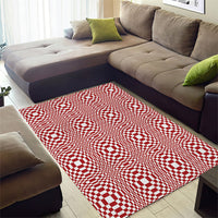 Red White Filipino Binakol Motifs Area Rug Mabuhay Philippines Festival Kusikus Pattern
