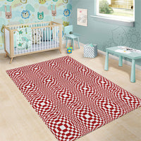 Red White Filipino Binakol Motifs Area Rug Mabuhay Philippines Festival Kusikus Pattern