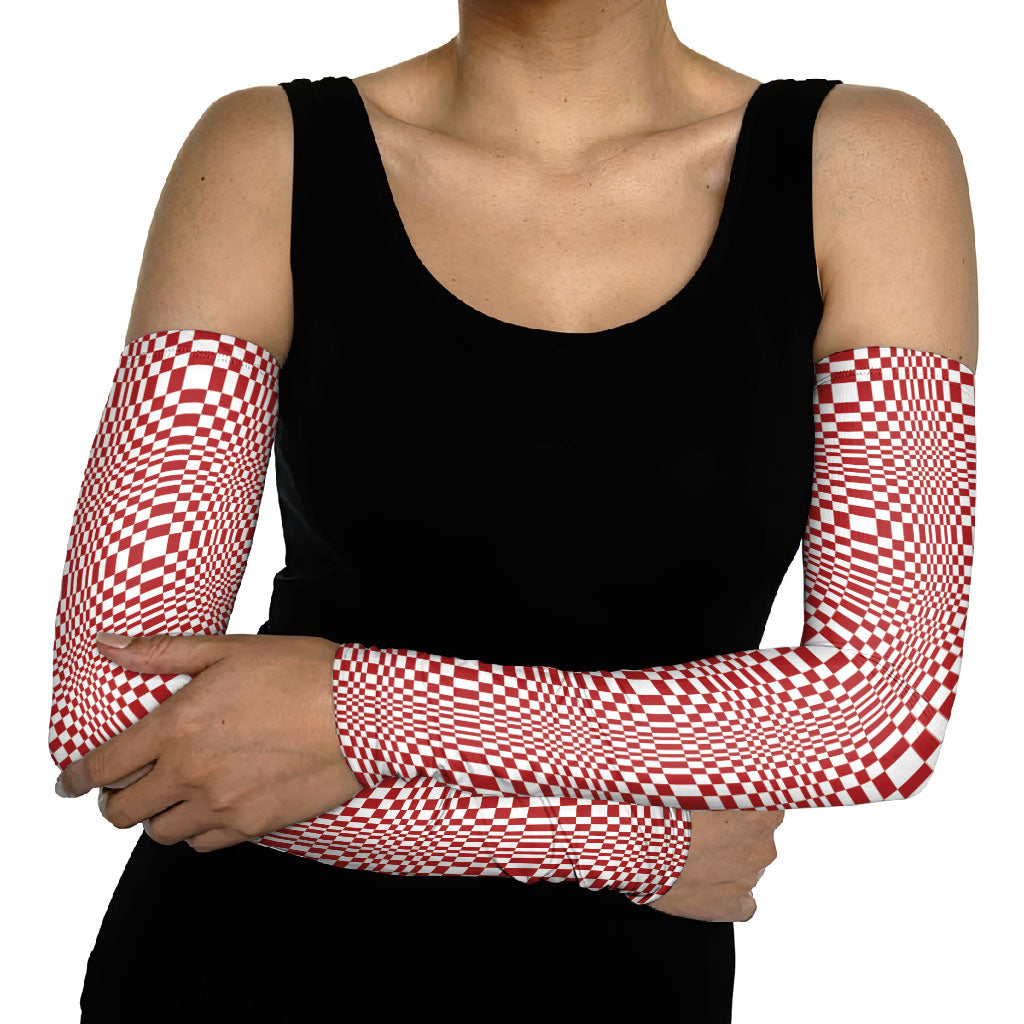 Red White Filipino Binakol Motifs Arm Sleeves Mabuhay Philippines Festival Kusikus Pattern